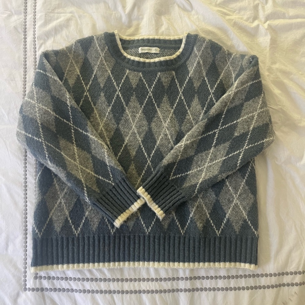 Blue argyle sweater